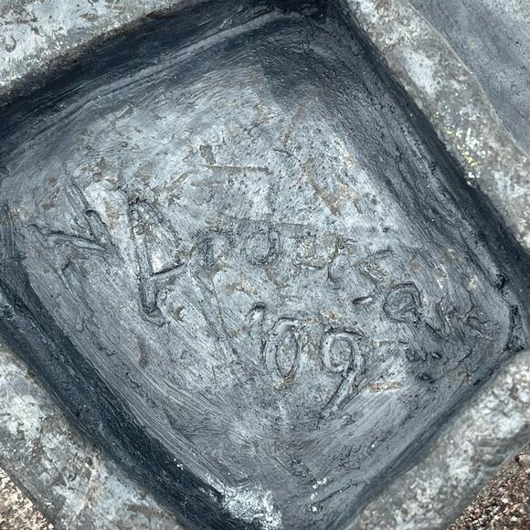 Unique Decorative Bowl Handmade Mixed Media Art Dish Tray Multicolor Orange Gray - Picture 4 of 16